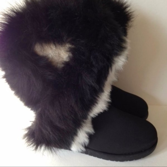 OGC Black Faux Fur Snow Boots Ladies Sz 10 - Picture 1 of 5
